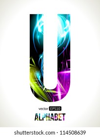 Vector design light effect alphabet. Easy customizable.  Letter U.