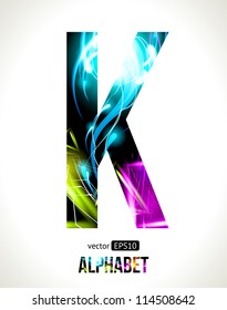 Vector design light effect alphabet. Easy customizable.  Letter K.