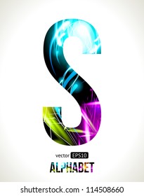 Vector design light effect alphabet. Easy customizable.  Letter S.