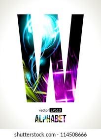 Vector design light effect alphabet. Easy customizable.  Letter W.