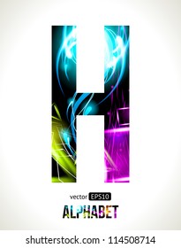 Vector design light effect alphabet. Easy customizable.  Letter H.