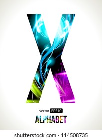 Vector design light effect alphabet. Easy customizable.  Letter X.