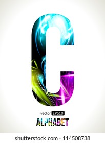 Vector design light effect alphabet. Easy customizable.  Letter C.