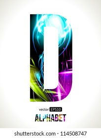 Vector design light effect alphabet. Easy customizable.  Letter D.