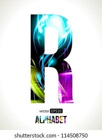 Vector design light effect alphabet. Easy customizable.  Letter R.