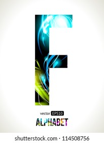 Vector design light effect alphabet. Easy customizable.  Letter F.