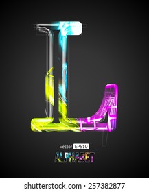 Vector Design Light Effect Alphabet. Letter L on a Black Background.
