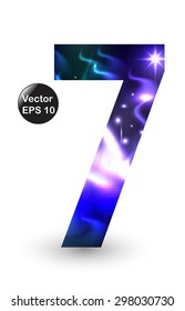 Vector design light effect alphabet.  Number Seven