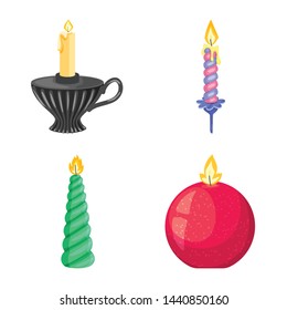 Vector design of light and wax logo. Set of light and ceremony stock symbol for web.