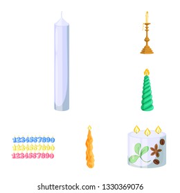 Vector design of light and wax sign. Collection of light and ceremony  stock vector illustration.