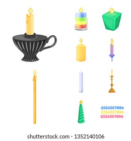 Vector design of light and wax symbol. Collection of light and ceremony  stock symbol for web.