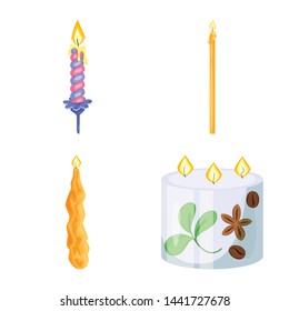 Vector design of light and wax symbol. Set of light and ceremony stock symbol for web.