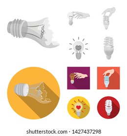 Vector design of lightbulb and ecolam sign. Set of lightbulb and modern vector icon for stock.