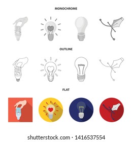 Vector design of lightbulb and ecolam symbol. Set of lightbulb and modern vector icon for stock.