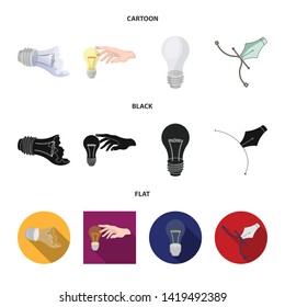 Vector design of lightbulb and ecolam symbol. Collection of lightbulb and modern stock symbol for web.