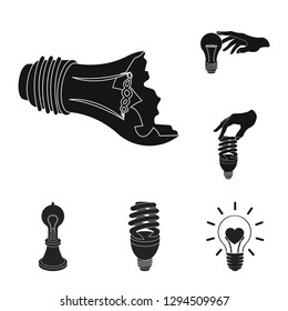 Vector design of  and lightbulb logo. Set of  and idea stock symbol for web.