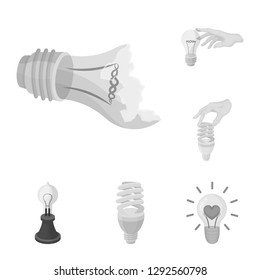 Vector design of  and lightbulb symbol. Collection of  and idea vector icon for stock.