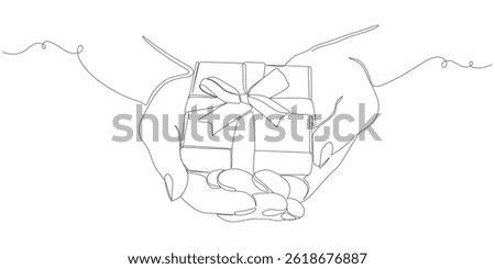 vector design line art hand holding gift