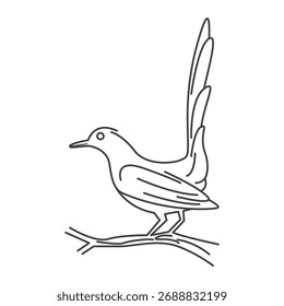 Diseño de Vector e ícono de línea de aves urraca para Elementos y adecuado para aprender a colorear