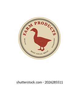 Vector design linear template badge or label - farm goose. Abstract symbol for meat products or butchery