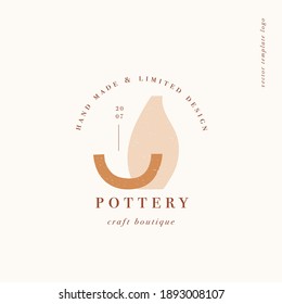 Vector design linear template logo or emblem - mystery boho style. Abstract symbol for hand made products and craft boutiques