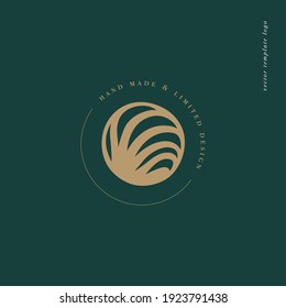 Vector design linear template logo or emblem - mystery boho style. Abstract symbol for spiritual and astrology boutique