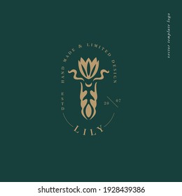 Vector design linear template logo or emblem - mystery boho style. Abstract symbol for spiritual and astrology boutique