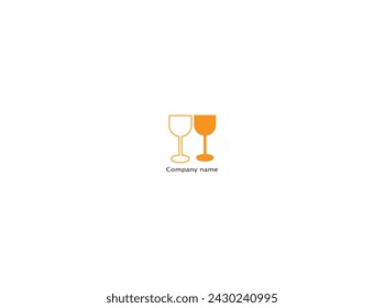 Vector design linear template logos or emblems - hands in different gestures glass of drink. Abstract symbol for cafaa or  bar.