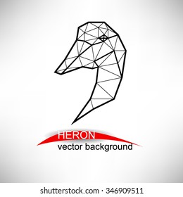 Vector design lines. Schematic silhouette of poultry fowl or heron with many triangles. 