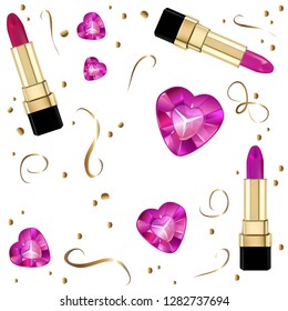 Vector design lipstick and lips on white background. Vector design elements for infographic, web, internet, presentation.
