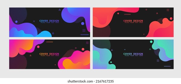 Vector design liquid shape colorful template banner with gradient or dynamic color. Background layout for card, Presentation, Brochure, Flyer, Leaflets.