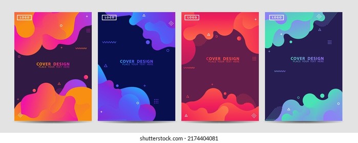 Vector design liquid shape colorful template banner with gradient or dynamic color. Background layout for card, Presentation, Brochure, Flyer, Leaflets. A4 size