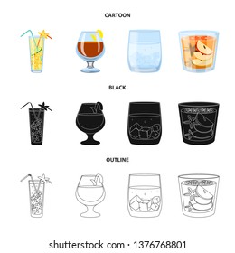 Vector design of liquor and restaurant icon. Set of liquor and ingredient stock symbol for web.