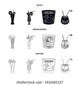Vector design of liquor and restaurant icon. Collection of liquor and ingredient stock symbol for web.