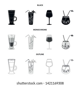 Vector design of liquor and restaurant icon. Set of liquor and ingredient stock symbol for web.