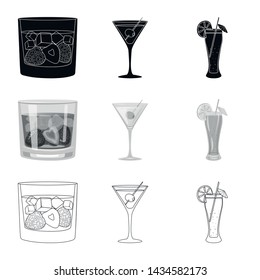 Vector design of liquor and restaurant icon. Collection of liquor and ingredient stock vector illustration.
