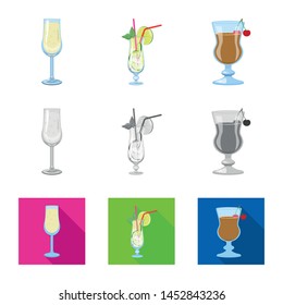 Vector design of liquor and restaurant icon. Collection of liquor and ingredient stock symbol for web.