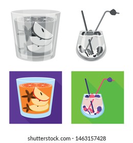 Vector design of liquor and restaurant icon. Collection of liquor and ingredient vector icon for stock.