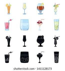 Vector design of liquor and restaurant logo. Set of liquor and ingredient stock vector illustration.
