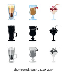 Vector design of liquor and restaurant logo. Collection of liquor and ingredient stock symbol for web.