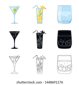 Vector design of liquor and restaurant logo. Collection of liquor and ingredient stock vector illustration.