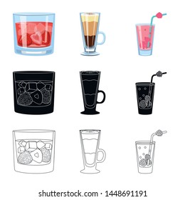 Vector design of liquor and restaurant logo. Set of liquor and ingredient stock vector illustration.