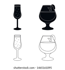 Vector design of liquor and restaurant logo. Set of liquor and ingredient stock symbol for web.