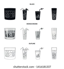 Vector design of liquor and restaurant sign. Set of liquor and ingredient vector icon for stock.