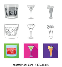 Vector design of liquor and restaurant sign. Collection of liquor and ingredient vector icon for stock.