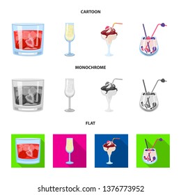 Vector design of liquor and restaurant symbol. Collection of liquor and ingredient stock vector illustration.