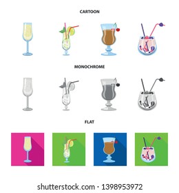 Vector design of liquor and restaurant symbol. Collection of liquor and ingredient stock vector illustration.
