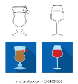 Vector design of liquor and restaurant symbol. Set of liquor and ingredient stock symbol for web.