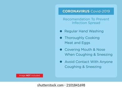 A vector design list of  COVID-19 Prevention recommendations with a blue background
