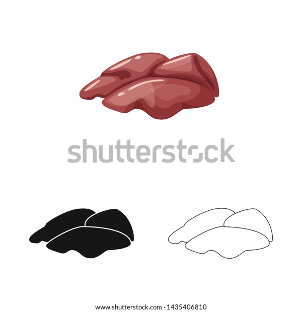 Vector design of liver and chicken\
sign. Set of liver and offal stock vector\
illustration.